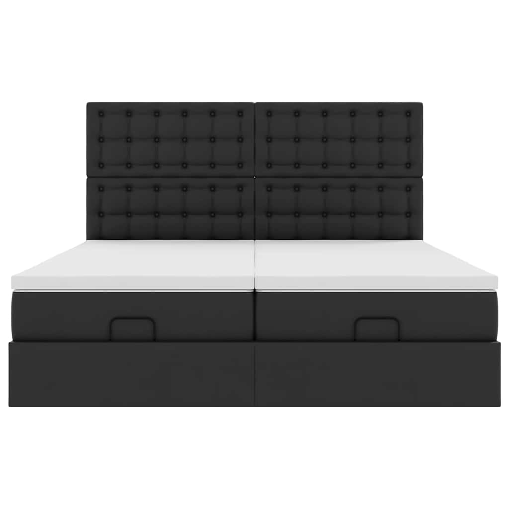 vidaXL Ottoman-Bett mit Matratzen Schwarz 200x200 cm Kunstleder