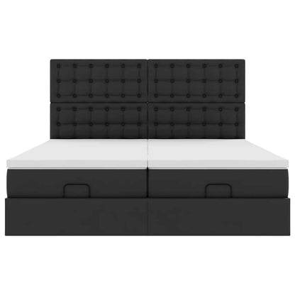 vidaXL Ottoman-Bett mit Matratzen Schwarz 200x200 cm Kunstleder