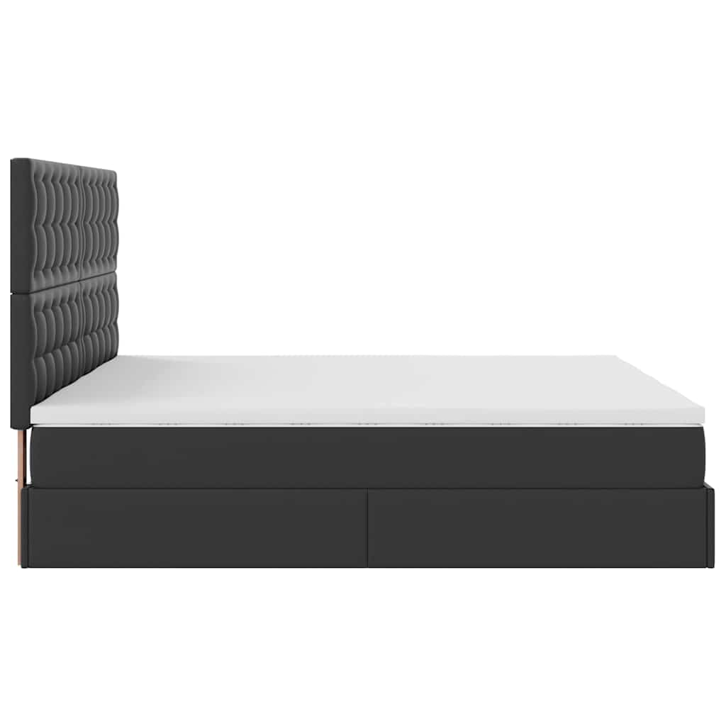 vidaXL Ottoman-Bett mit Matratzen Schwarz 200x200 cm Kunstleder