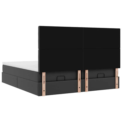 vidaXL Ottoman-Bett mit Matratzen Schwarz 200x200 cm Kunstleder