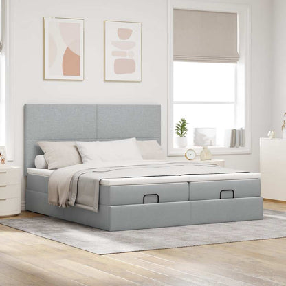 vidaXL Lit ottoman avec matelas Gris clair 160x200 cm Tissu
