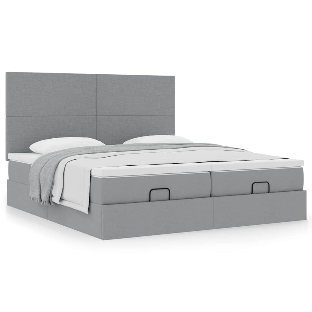 vidaXL Lit ottoman avec matelas Gris clair 160x200 cm Tissu