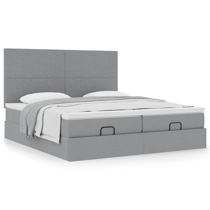 vidaXL Lit ottoman avec matelas Gris clair 160x200 cm Tissu