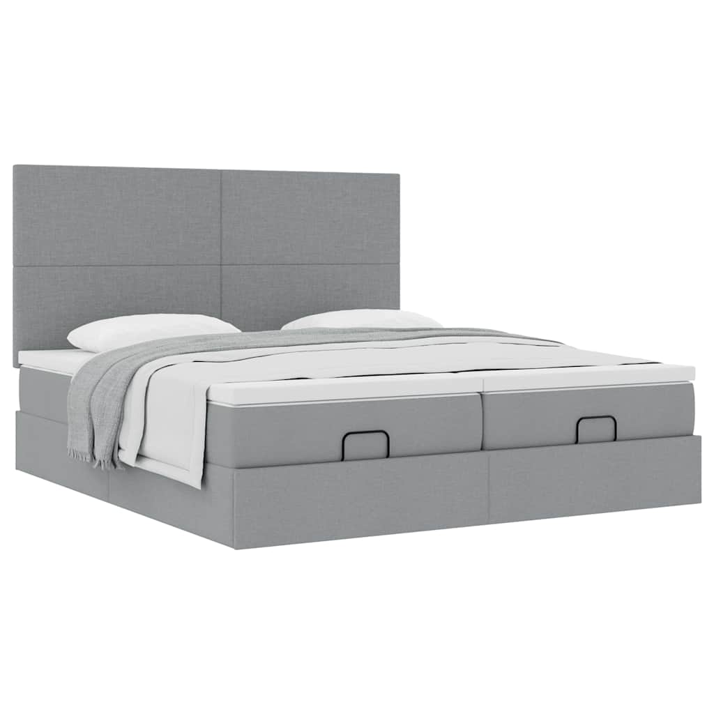 vidaXL Lit ottoman avec matelas Gris clair 160x200 cm Tissu