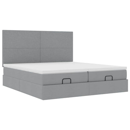vidaXL Lit ottoman avec matelas Gris clair 160x200 cm Tissu