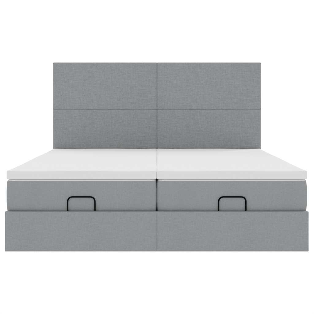 vidaXL Lit ottoman avec matelas Gris clair 160x200 cm Tissu