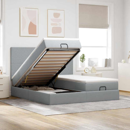 vidaXL Lit ottoman avec matelas Gris clair 160x200 cm Tissu
