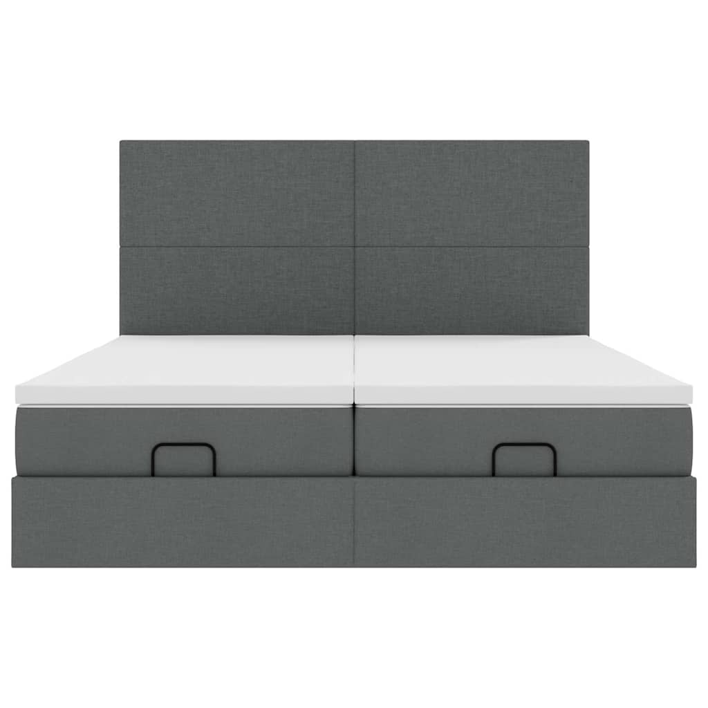 vidaXL Ottoman-Bett mit Matratzen Dunkelgrau 160x200 cm Stoff