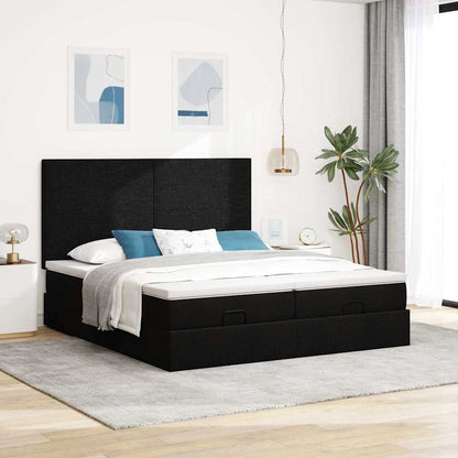 vidaXL Lit ottoman avec matelas Noir 160x200 cm Tissu