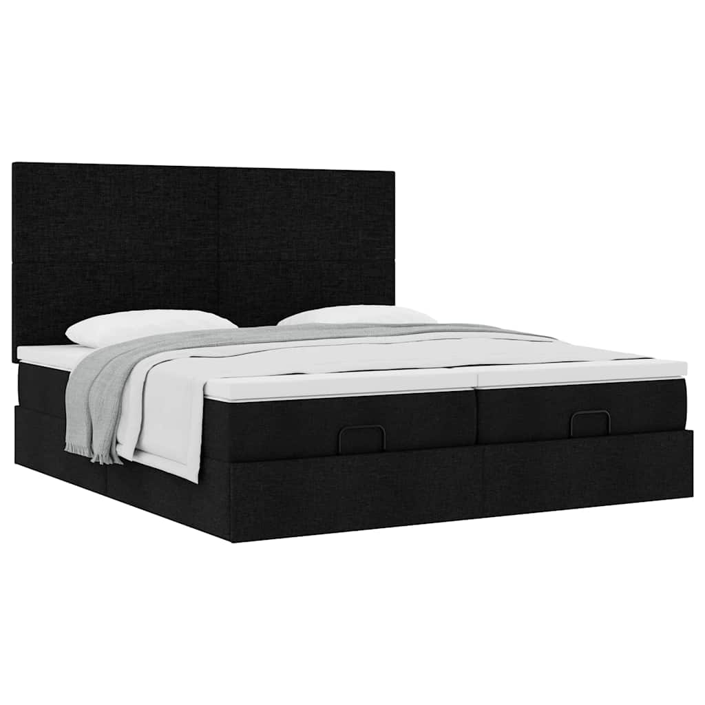 vidaXL Lit ottoman avec matelas Noir 160x200 cm Tissu