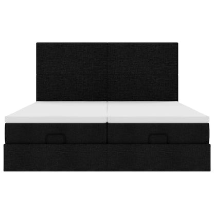vidaXL Lit ottoman avec matelas Noir 160x200 cm Tissu