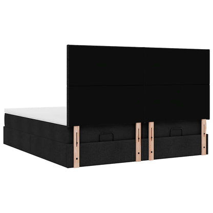 vidaXL Lit ottoman avec matelas Noir 160x200 cm Tissu