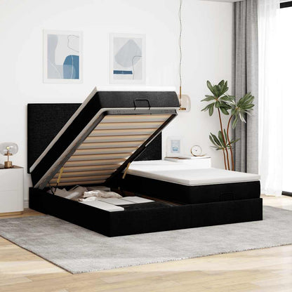 vidaXL Lit ottoman avec matelas Noir 160x200 cm Tissu