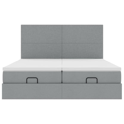 vidaXL Ottoman-Bett mit Matratzen Hellgrau 180x200 cm Stoff