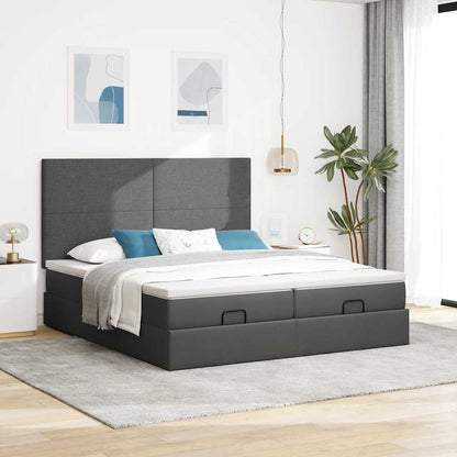 vidaXL Ottoman-Bett mit Matratzen Dunkelgrau 180x200 cm Stoff