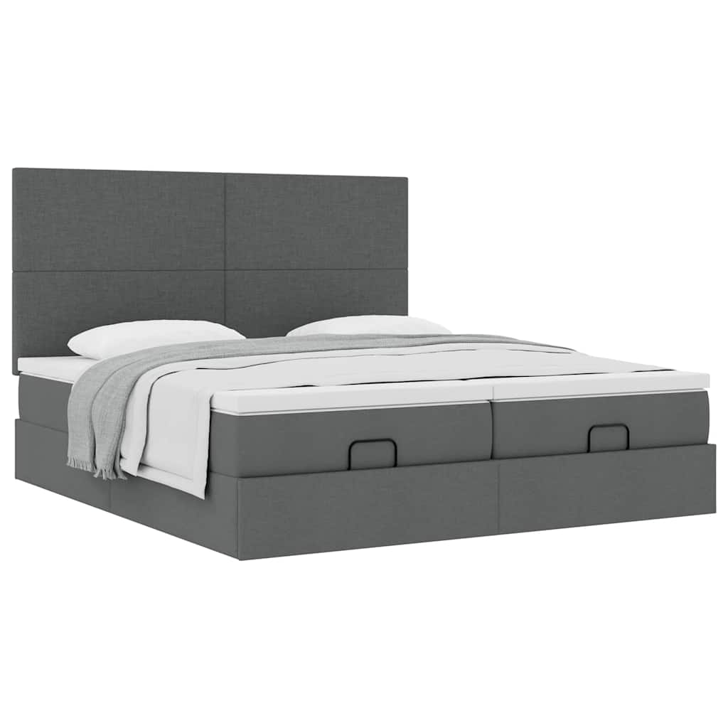 vidaXL Ottoman-Bett mit Matratzen Dunkelgrau 180x200 cm Stoff
