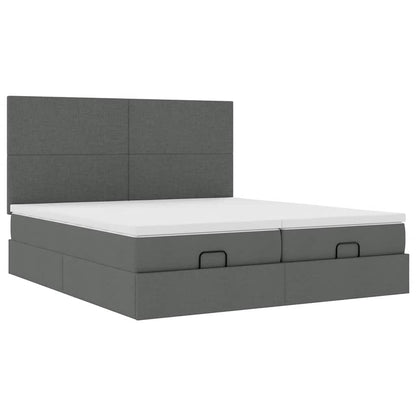 vidaXL Ottoman-Bett mit Matratzen Dunkelgrau 180x200 cm Stoff