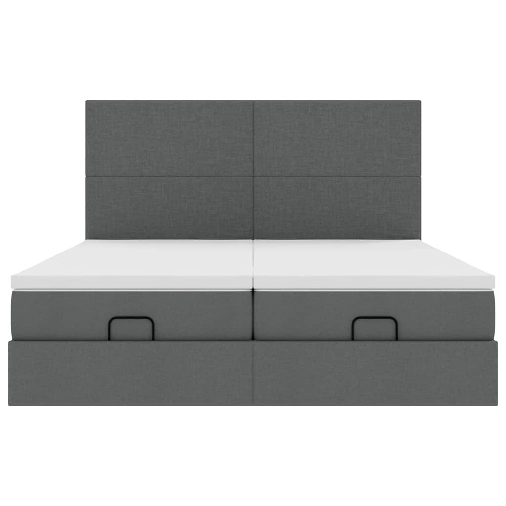 vidaXL Ottoman-Bett mit Matratzen Dunkelgrau 180x200 cm Stoff
