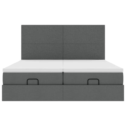 vidaXL Ottoman-Bett mit Matratzen Dunkelgrau 180x200 cm Stoff