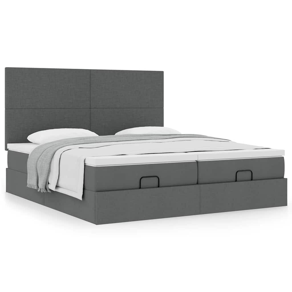 vidaXL Lit ottoman avec matelas gris foncé 200x200 cm Tissu