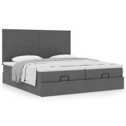 vidaXL Lit ottoman avec matelas gris foncé 200x200 cm Tissu