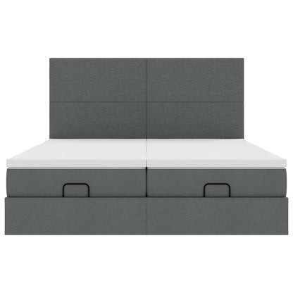 Ottoman-Bett mit Matratzen Dunkelgrau 200x200 cm Stoff
