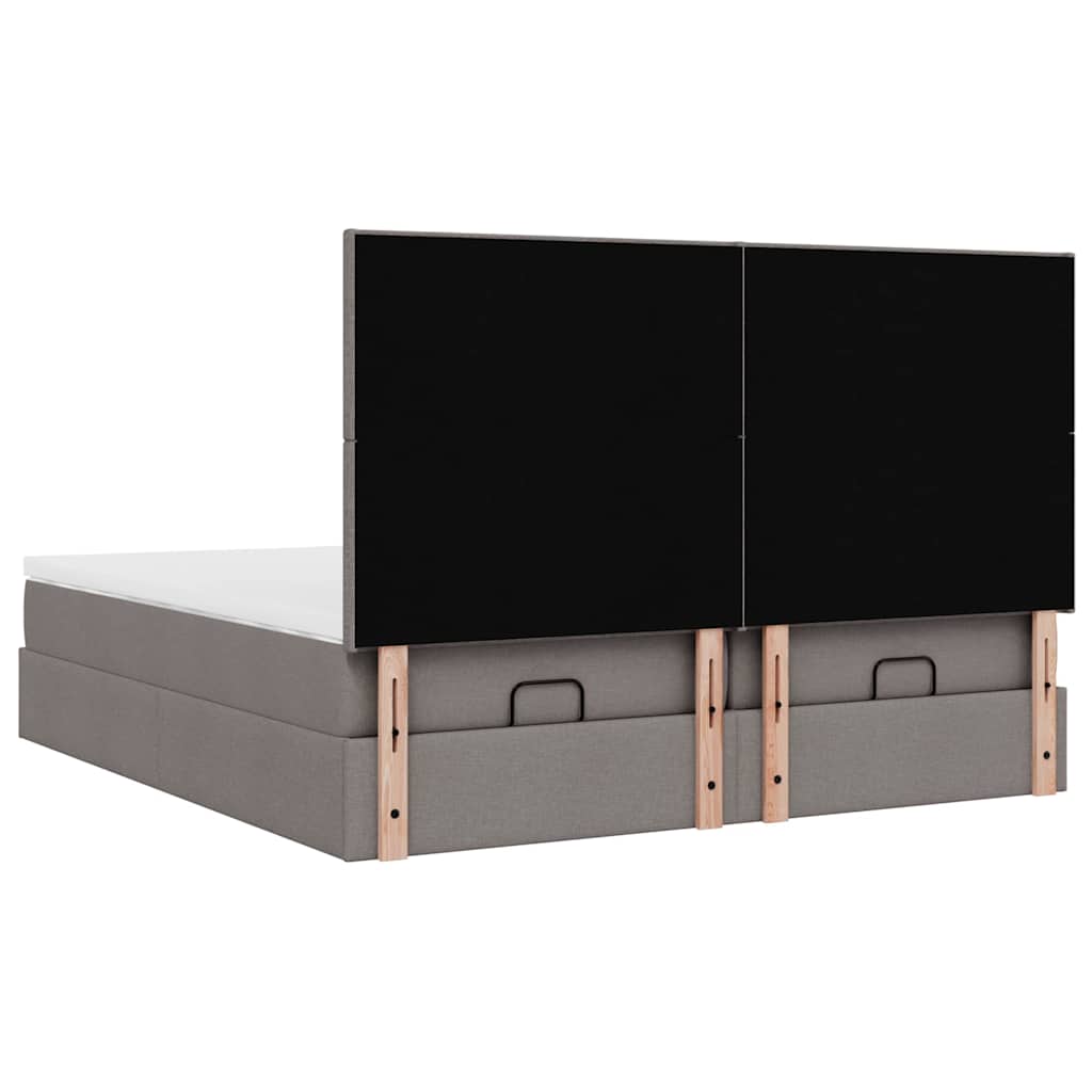 vidaXL Ottoman-Bett mit Matratzen Taupe 200x200 cm Stoff