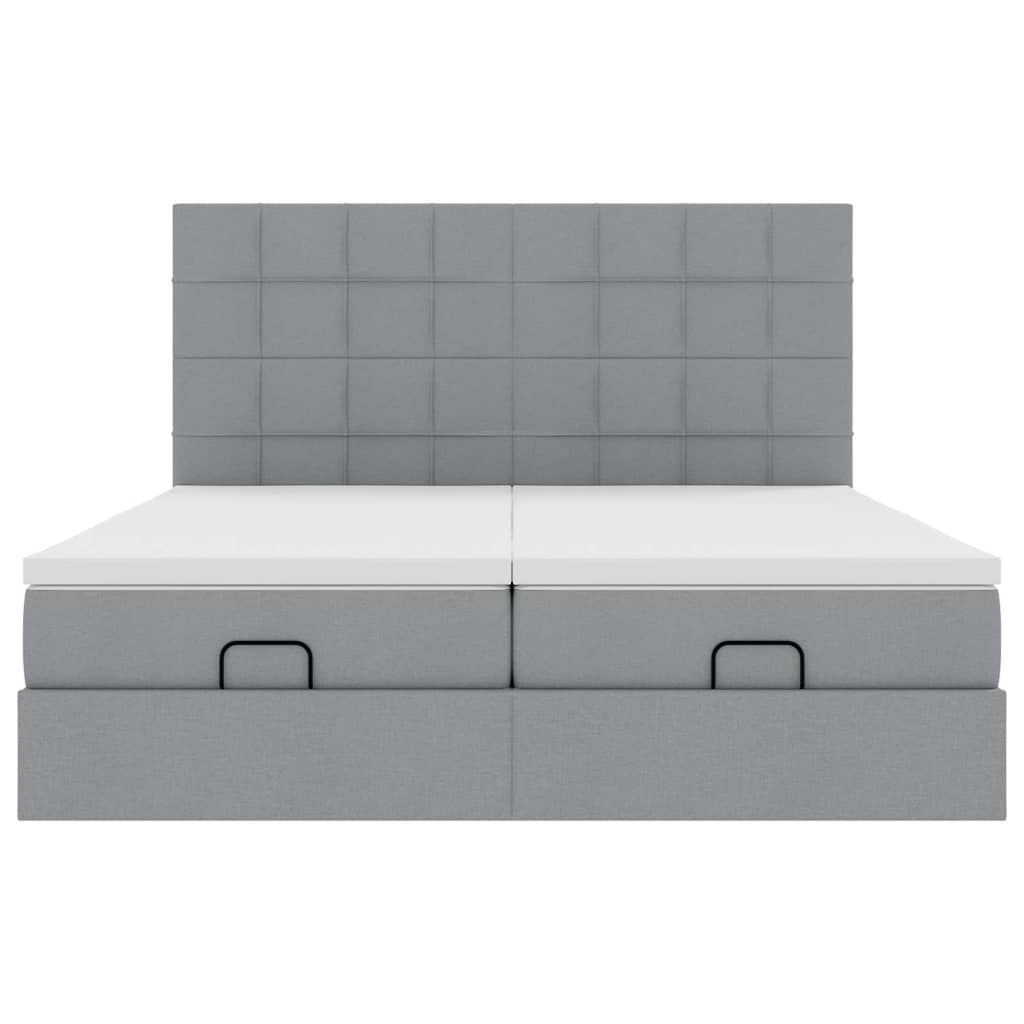 Ottoman-Bett mit Matratzen Hellgrau 160x200 cm Stoff