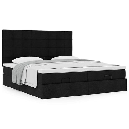 vidaXL Ottoman-Bett mit Matratzen Schwarz 160x200 cm Stoff
