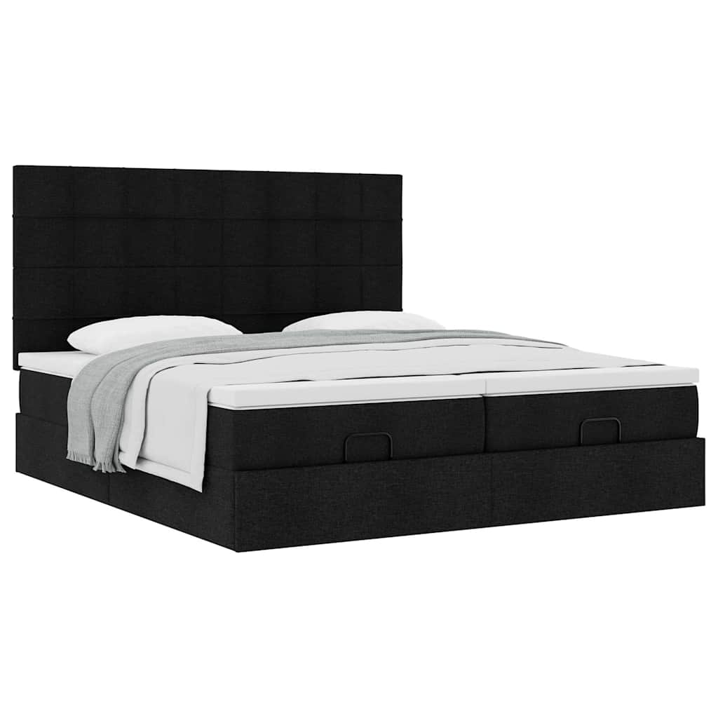 vidaXL Ottoman-Bett mit Matratzen Schwarz 160x200 cm Stoff