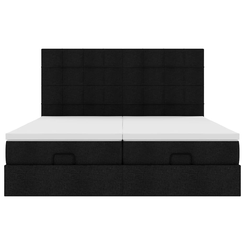 vidaXL Ottoman-Bett mit Matratzen Schwarz 160x200 cm Stoff