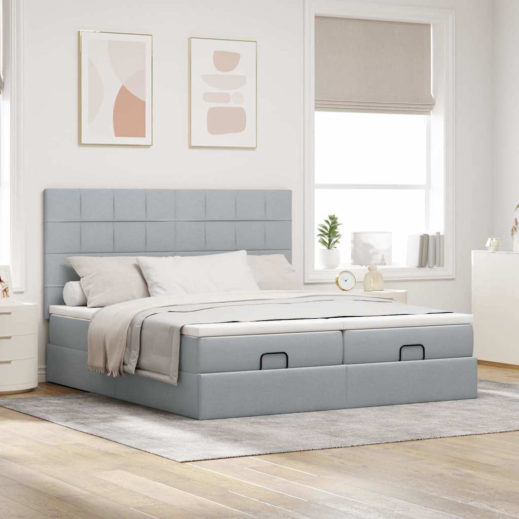 vidaXL Lit ottoman avec matelas Gris clair 180x200 cm Tissu