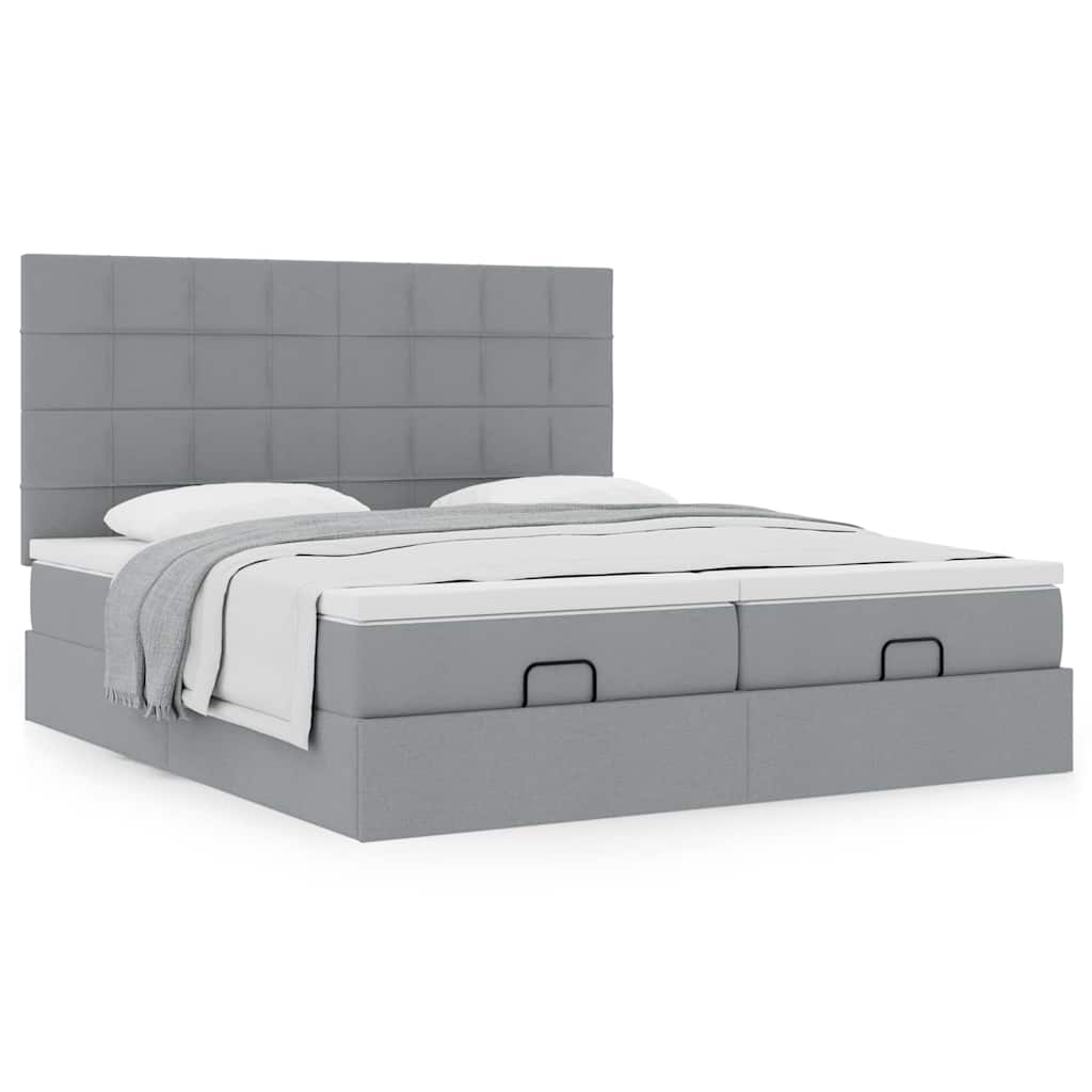 vidaXL Lit ottoman avec matelas Gris clair 180x200 cm Tissu