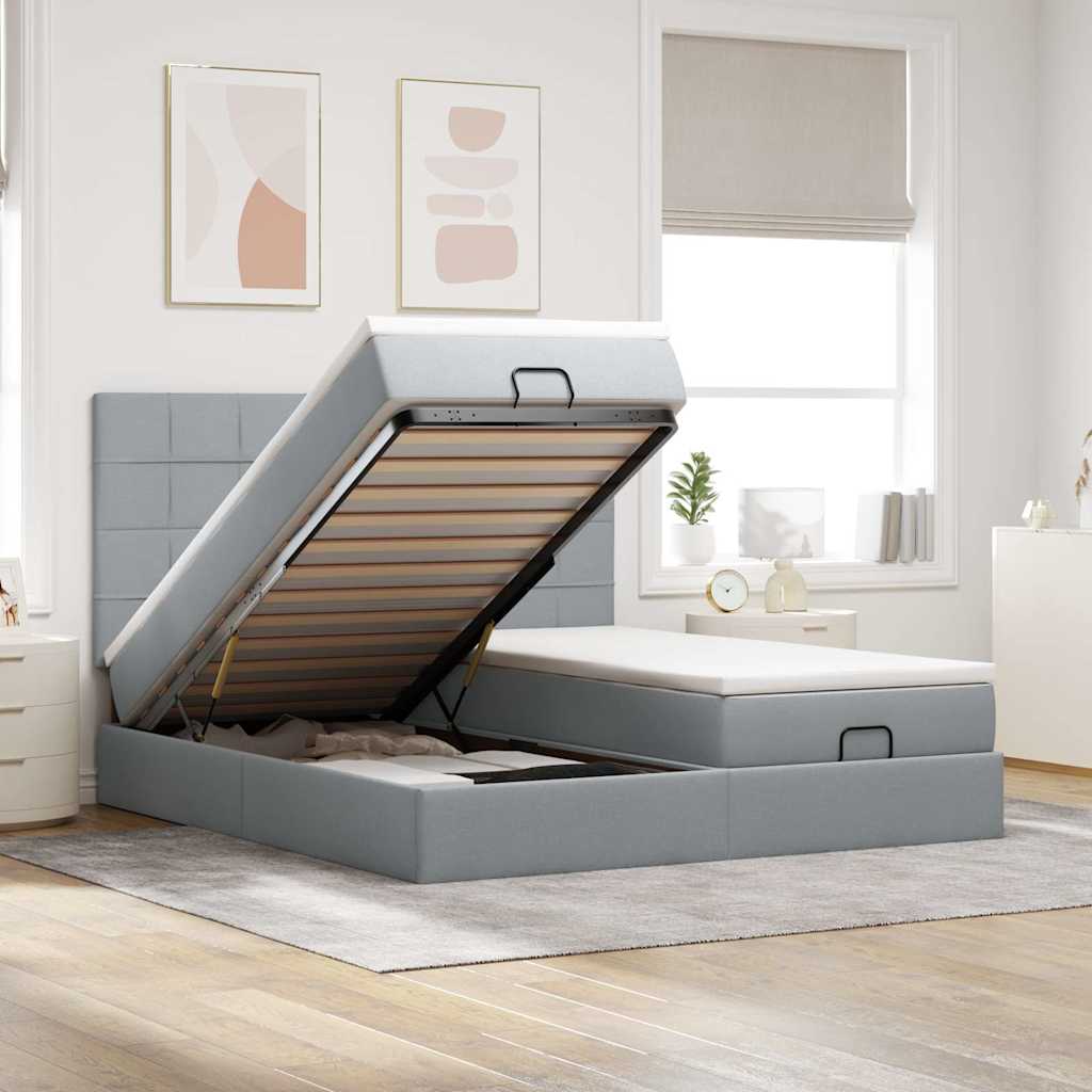 vidaXL Lit ottoman avec matelas Gris clair 180x200 cm Tissu
