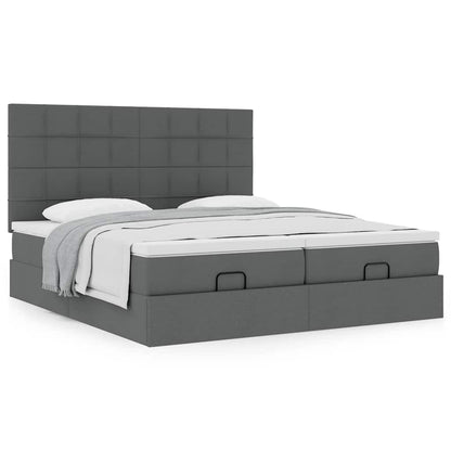 vidaXL Ottoman-Bett mit Matratzen Dunkelgrau 180x200 cm Stoff