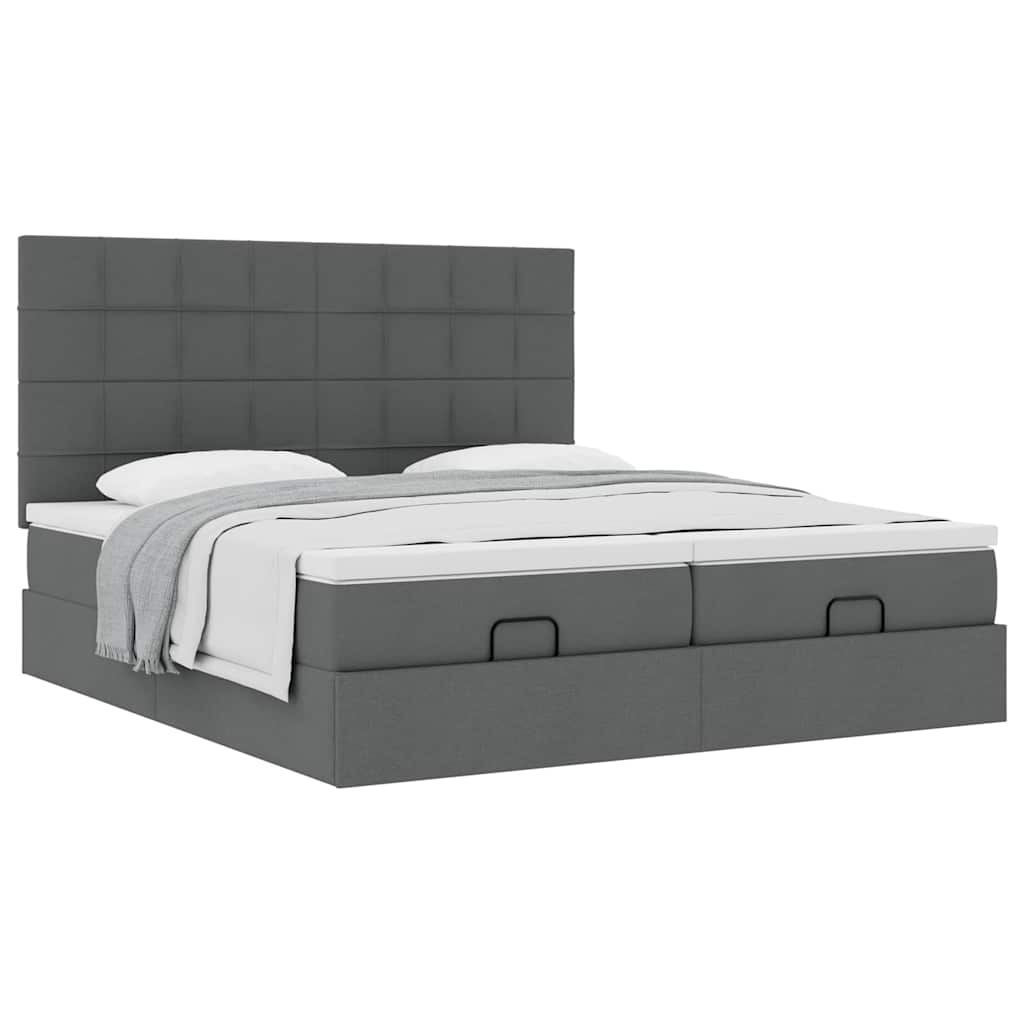 vidaXL Ottoman-Bett mit Matratzen Dunkelgrau 180x200 cm Stoff