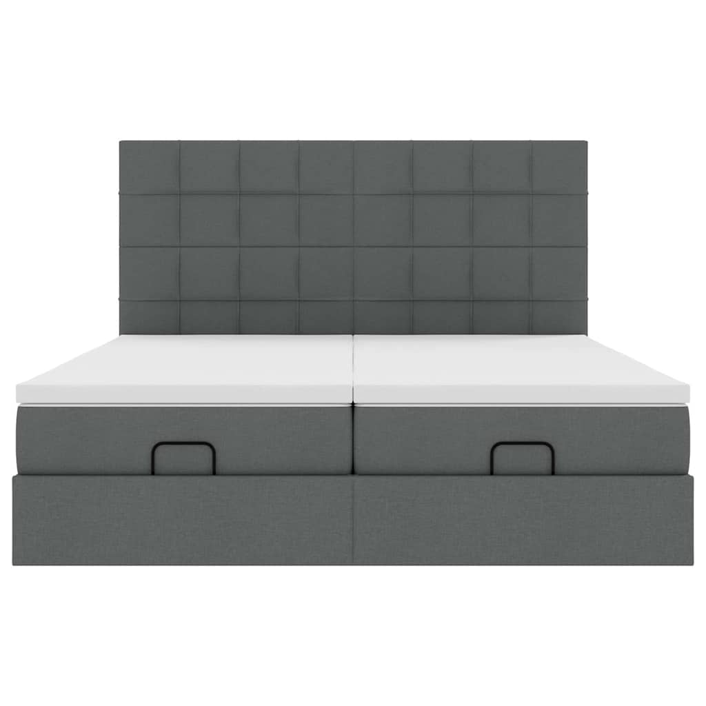 vidaXL Ottoman-Bett mit Matratzen Dunkelgrau 180x200 cm Stoff