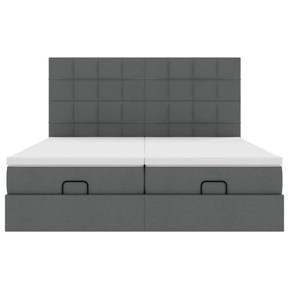 vidaXL Ottoman-Bett mit Matratzen Dunkelgrau 180x200 cm Stoff