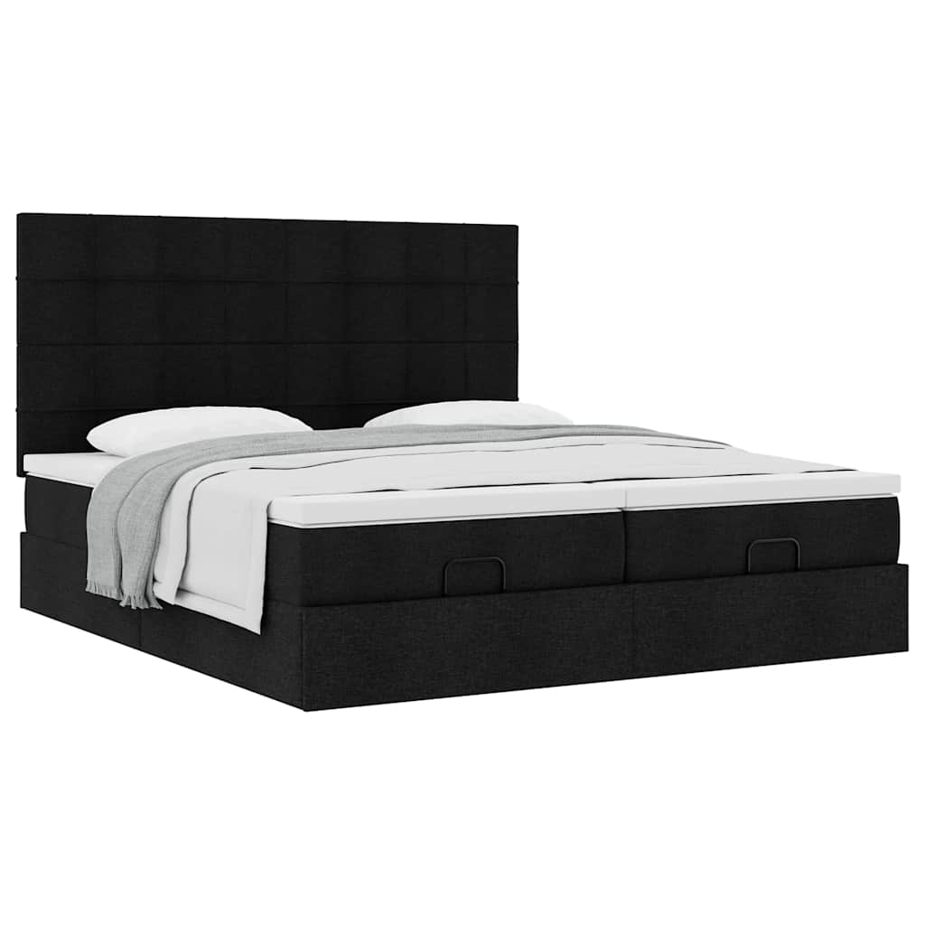 vidaXL Ottoman-Bett mit Matratzen Schwarz 180x200 cm Stoff
