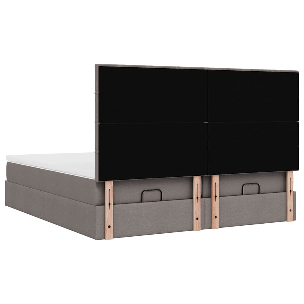 vidaXL Ottoman-Bett mit Matratzen Taupe 180x200 cm Stoff