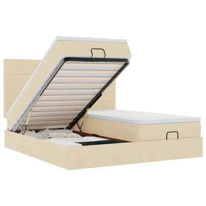 Ottoman-Bett mit Matratzen Creme 180x200 cm Stoff