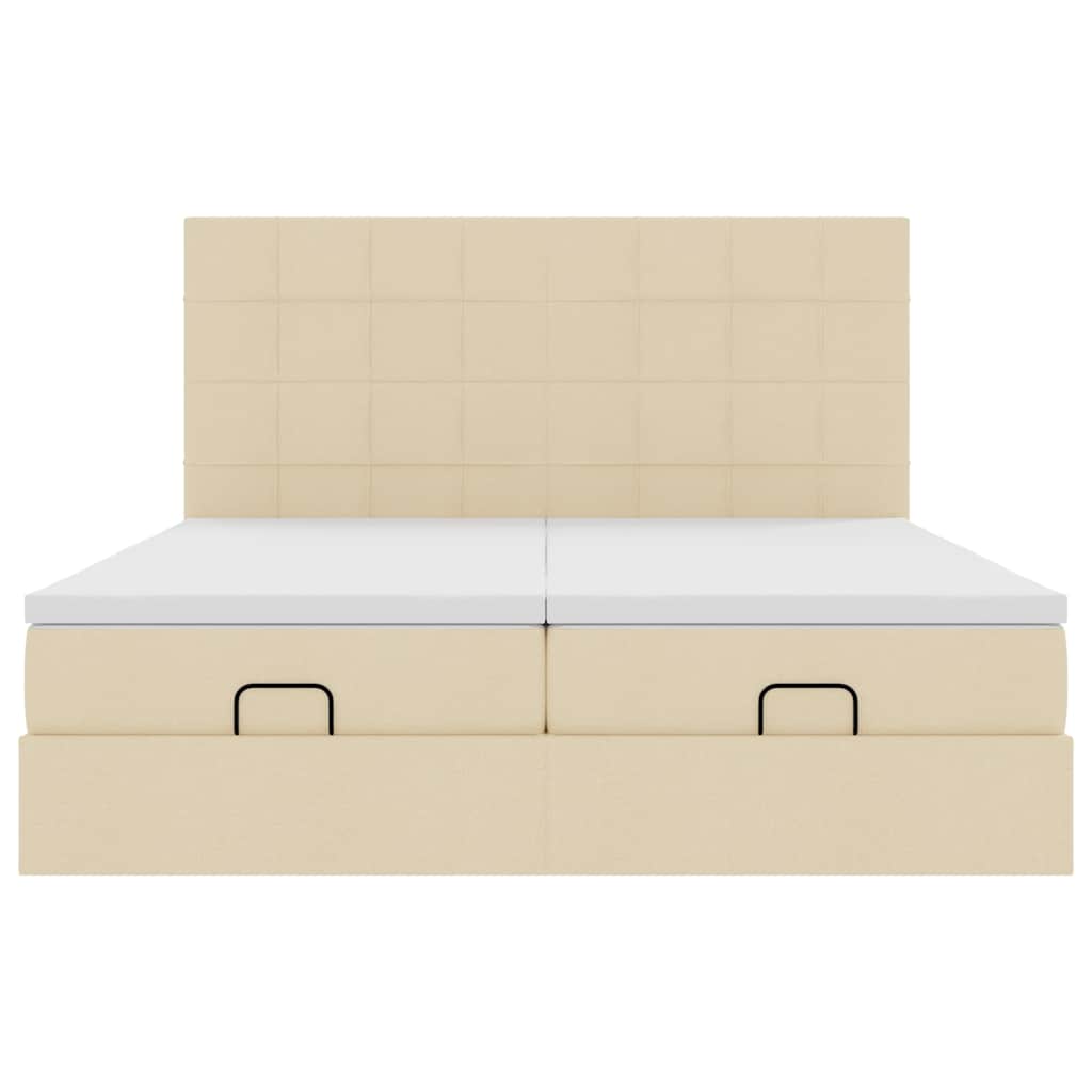 Ottoman-Bett mit Matratzen Creme 180x200 cm Stoff