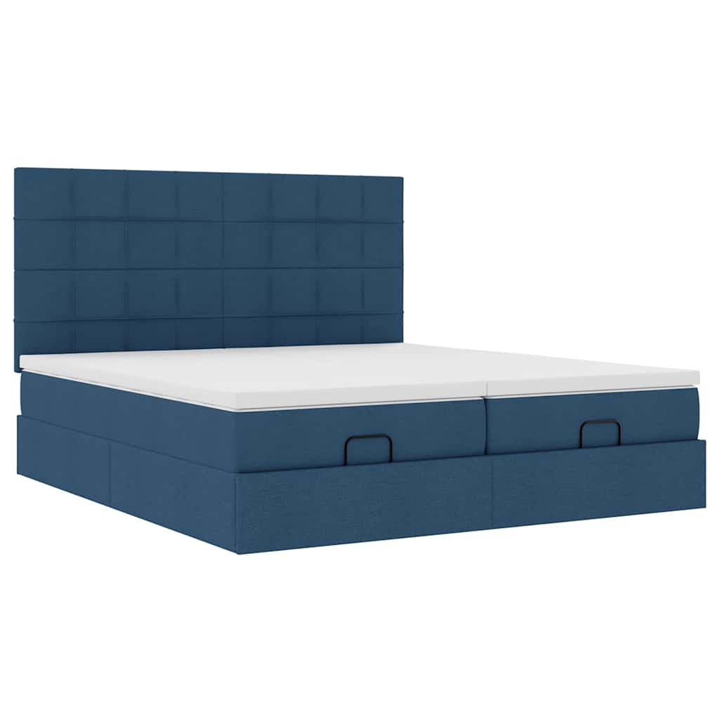 vidaXL Ottoman-Bett mit Matratzen Blau 180x200 cm Stoff