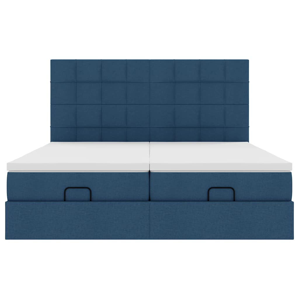 vidaXL Ottoman-Bett mit Matratzen Blau 180x200 cm Stoff