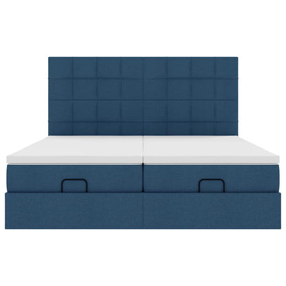 vidaXL Ottoman-Bett mit Matratzen Blau 180x200 cm Stoff