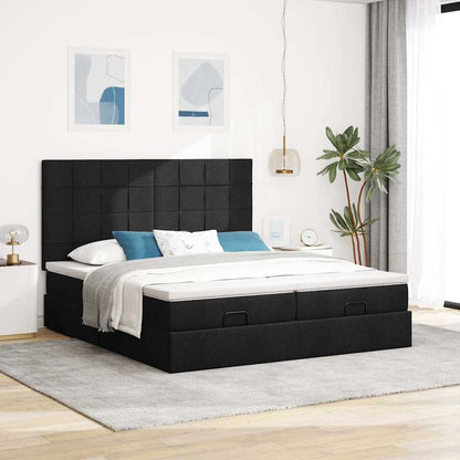 vidaXL Lit ottoman avec matelas Noir 200x200 cm Tissu