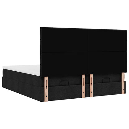 vidaXL Lit ottoman avec matelas Noir 200x200 cm Tissu