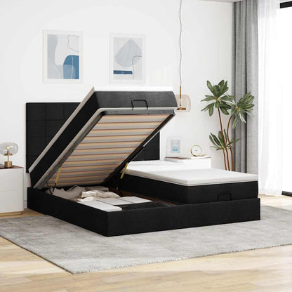 vidaXL Lit ottoman avec matelas Noir 200x200 cm Tissu
