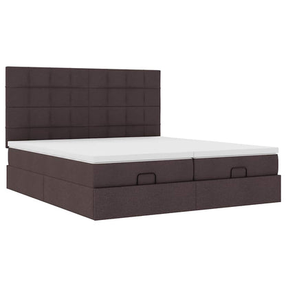 vidaXL Ottoman-Bett mit Matratzen Dunkelbraun 200x200 cm Stoff