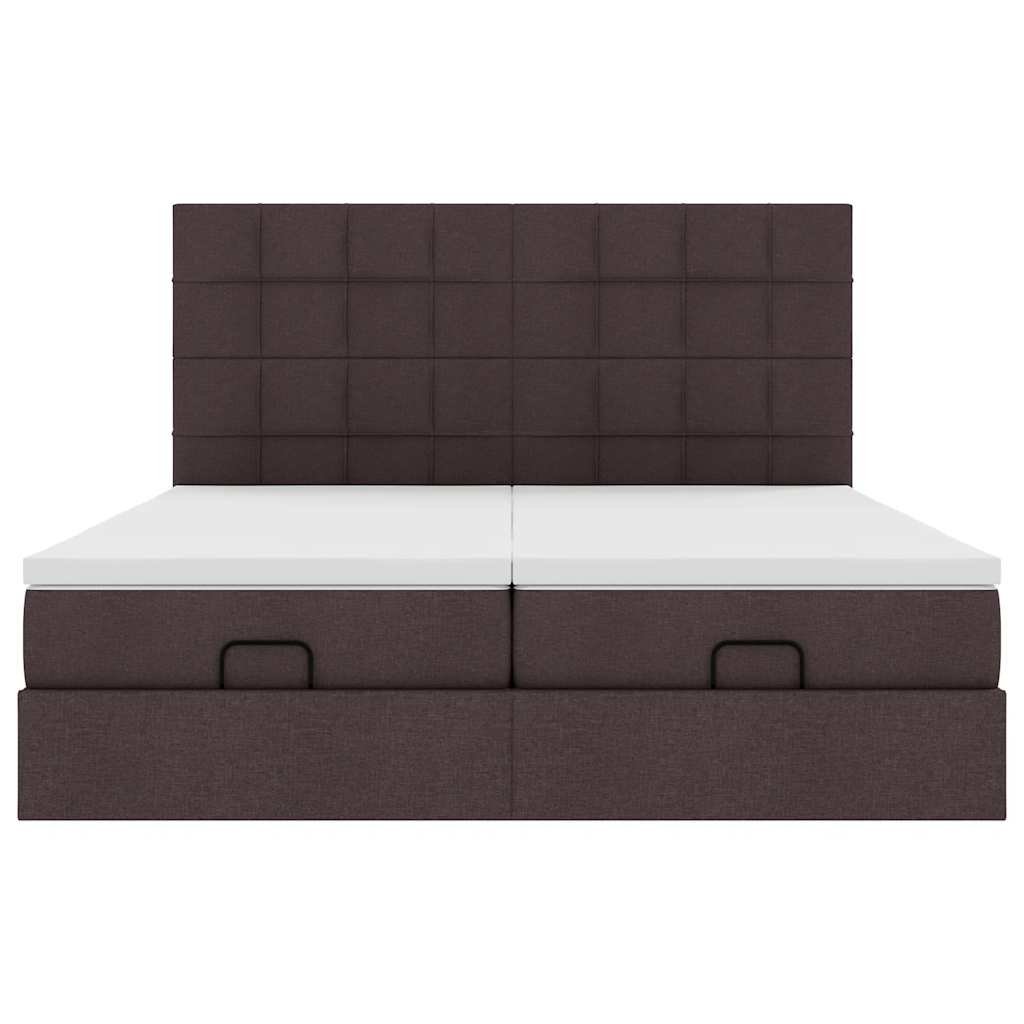 vidaXL Ottoman-Bett mit Matratzen Dunkelbraun 200x200 cm Stoff